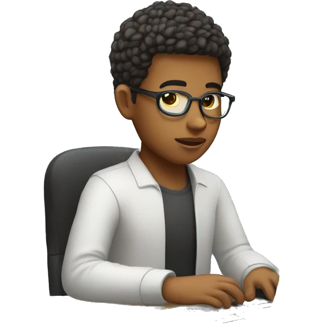 Young developer with fade haircut typing on computer emoji