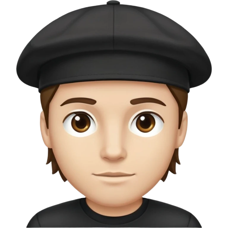 a white bro with brunette hair, wearing a black cap and a black shirt emoji
