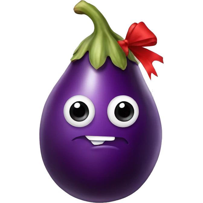 Eggplant with red bow emoji