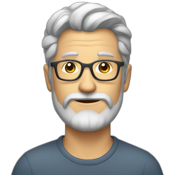 Middle aged hipster no hat with beard silver hair emoji