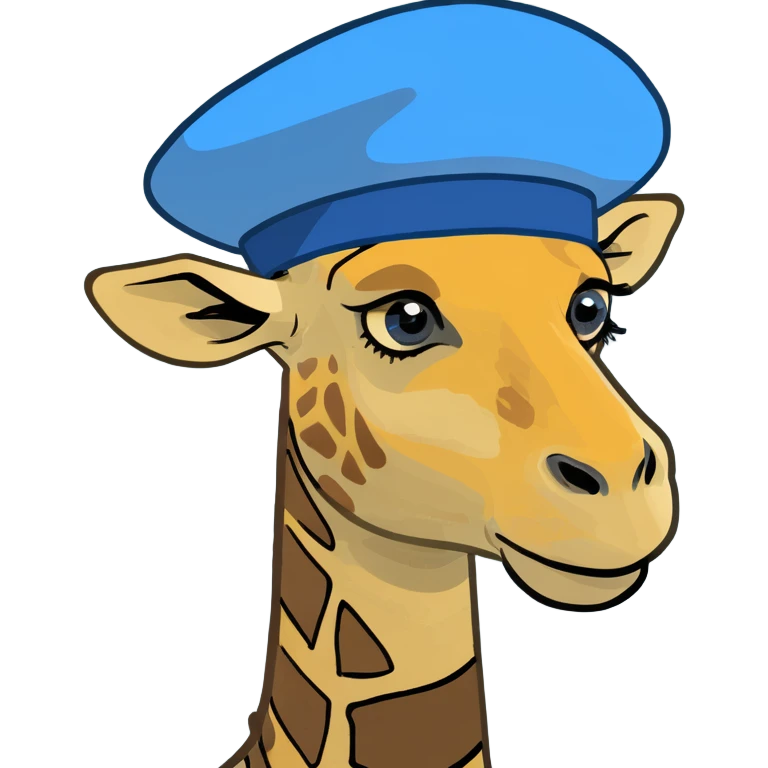 Giraffe with a blue beret  emoji