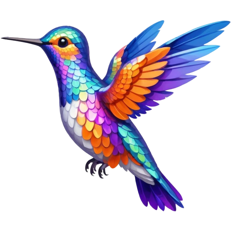 a hummingbird with orange, white, blue, and purple feathers emoji
