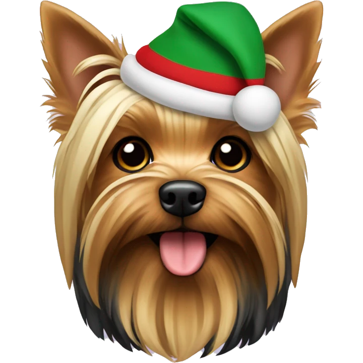 Yorkshire terrier with a Christmas jersey emoji
