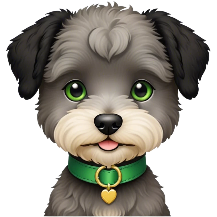 Black schnoodle green collar emoji