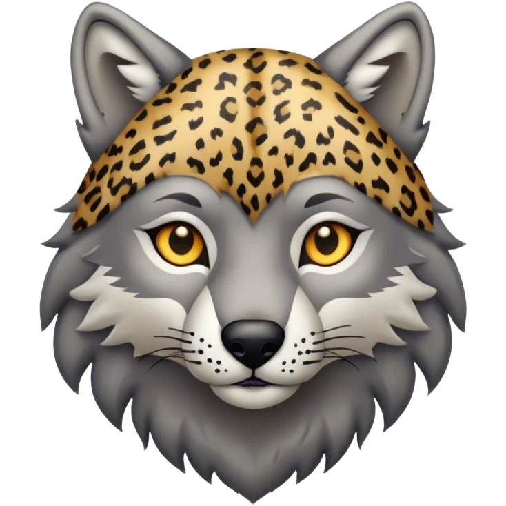 wolf wearing a leapord print shirt emoji