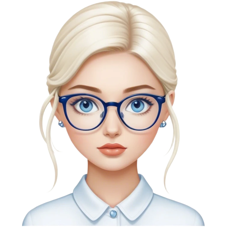 Hyper Realistic beautiful dior model, blue eyes and glasses  emoji