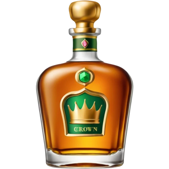 green label Crown Whiskey bottle, detailed, with a gold cap emoji