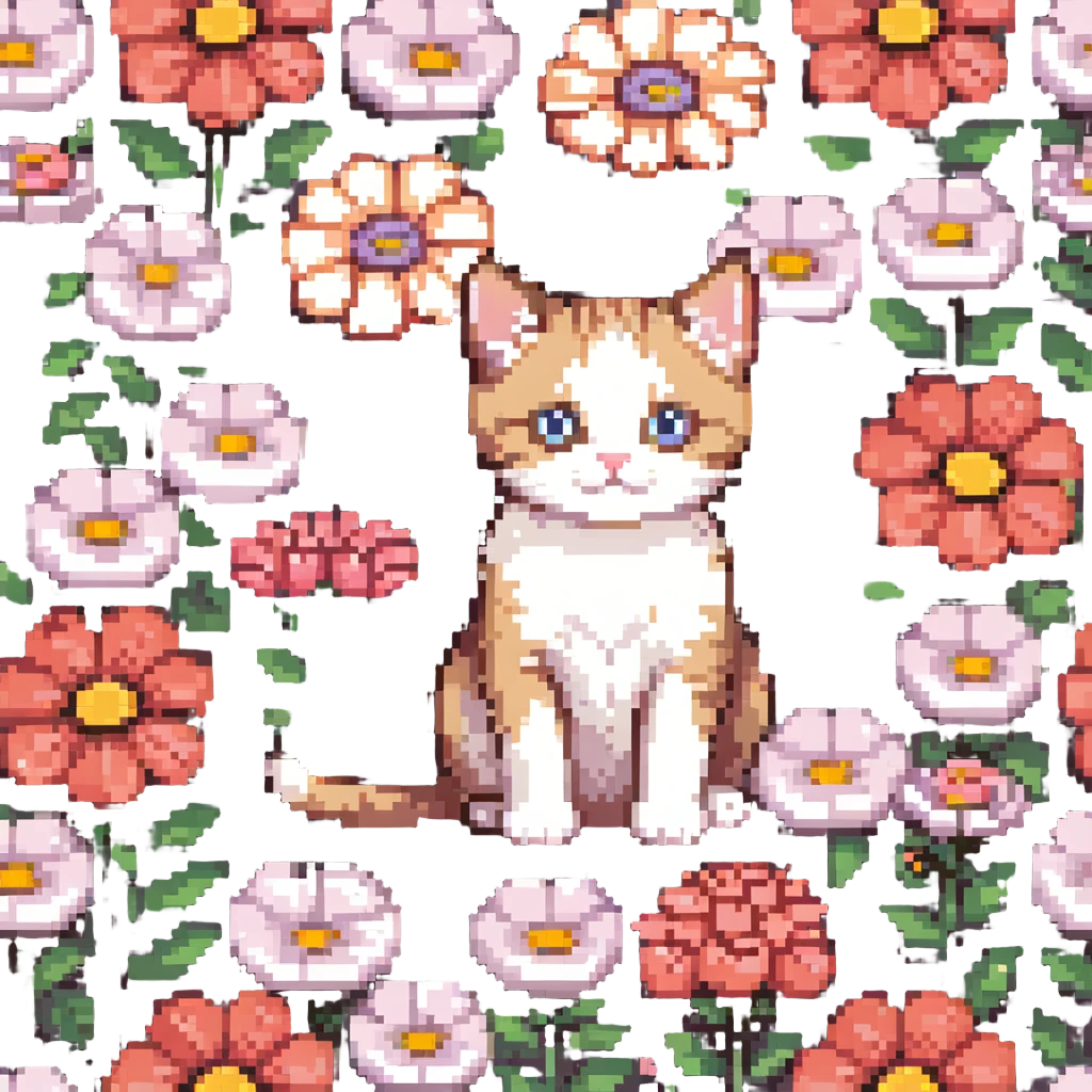 Kitten and flowers emoji