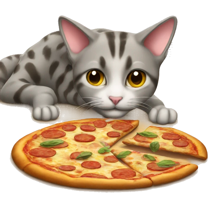 Cat eating pizza emoji