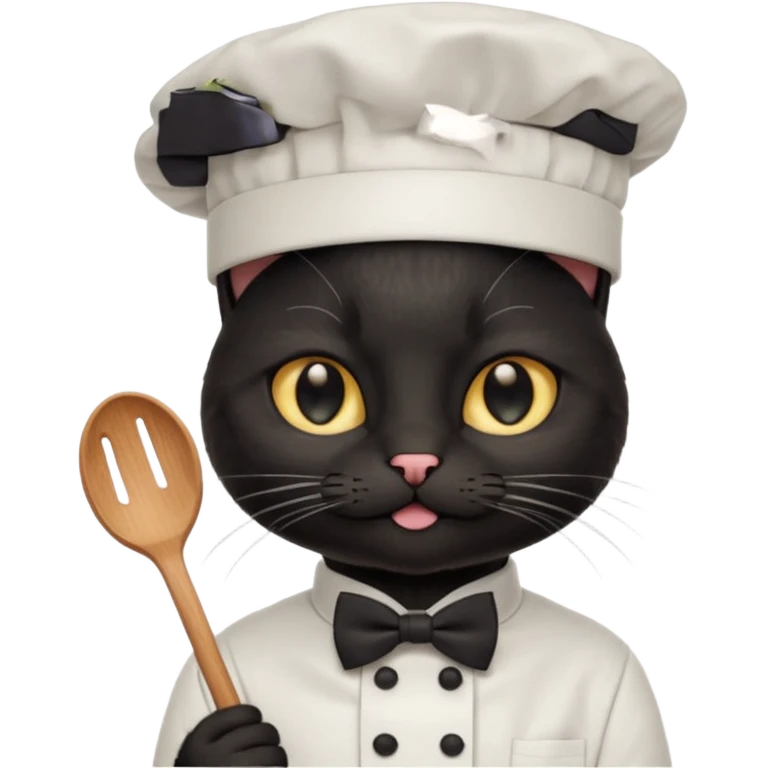 chef black cat, bow tie and hat emoji
