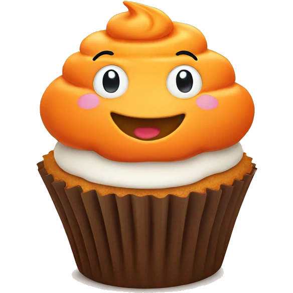 Orange cupcake with a happy face  emoji