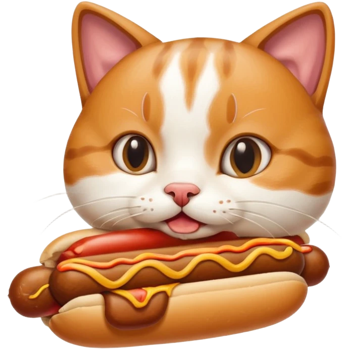 Cat eats hotdog emoji