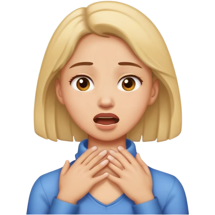 Girl hands around neck moaning emoji