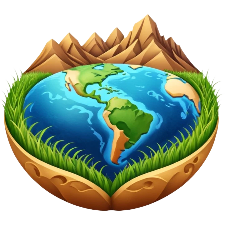 infinity 8 symbol stylised to symbolise earth, with desert, grass, cities, oceans emoji
