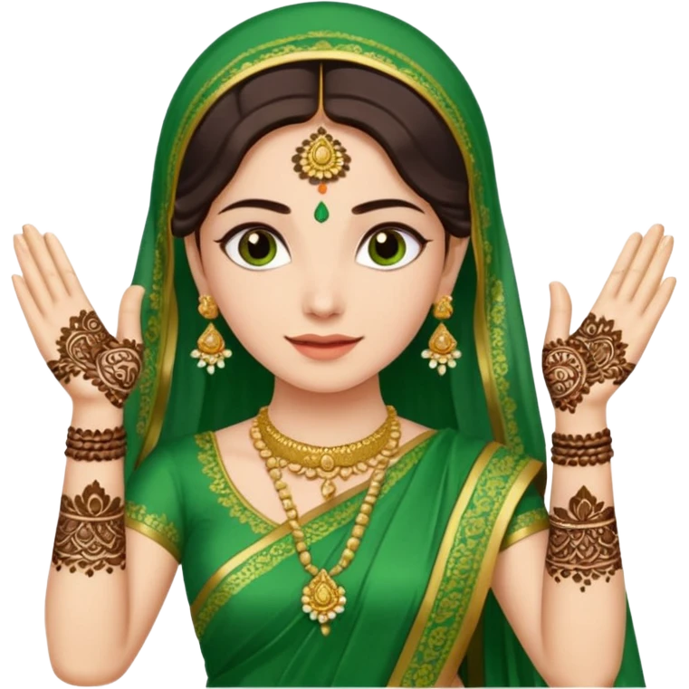 bride in mehendi Ceremony in green saree emoji
