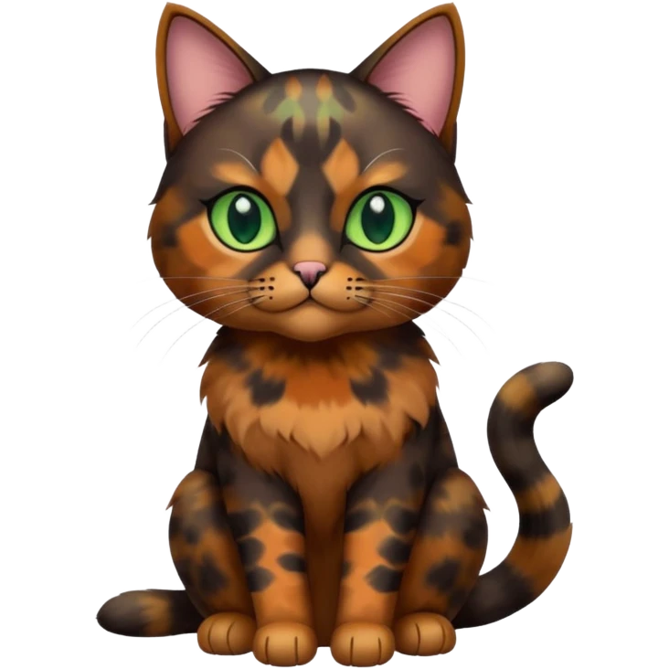 dark tortoiseshell cat pastel green eyes emoji