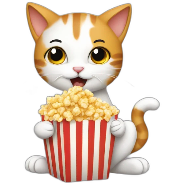 Cat eating popcorn emoji