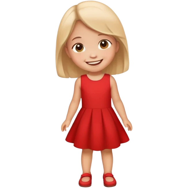 cute little child wearing a red dress, smiling emoji