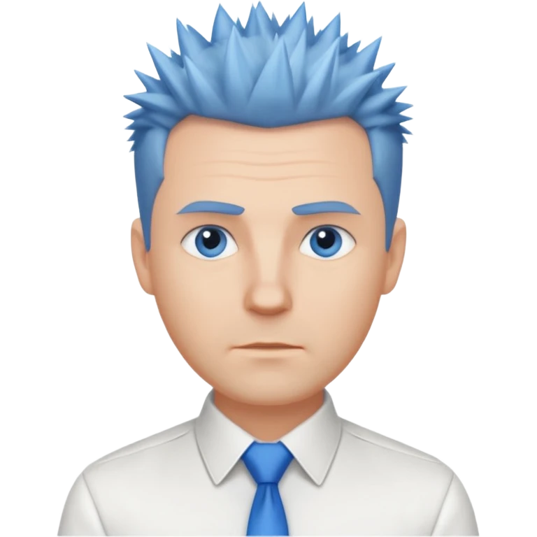 40 yr old white man short spike hair white dress shirt blue eyes no smile emoji