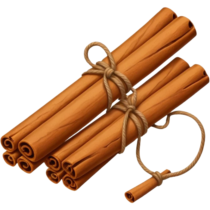 A simple, minimalist flat vector icon of two cinnamon sticks tied with a small string. Clean lines, soft brown tones, white background, high contrast, center framing. No shadows, no text, professional graphic design style. emoji