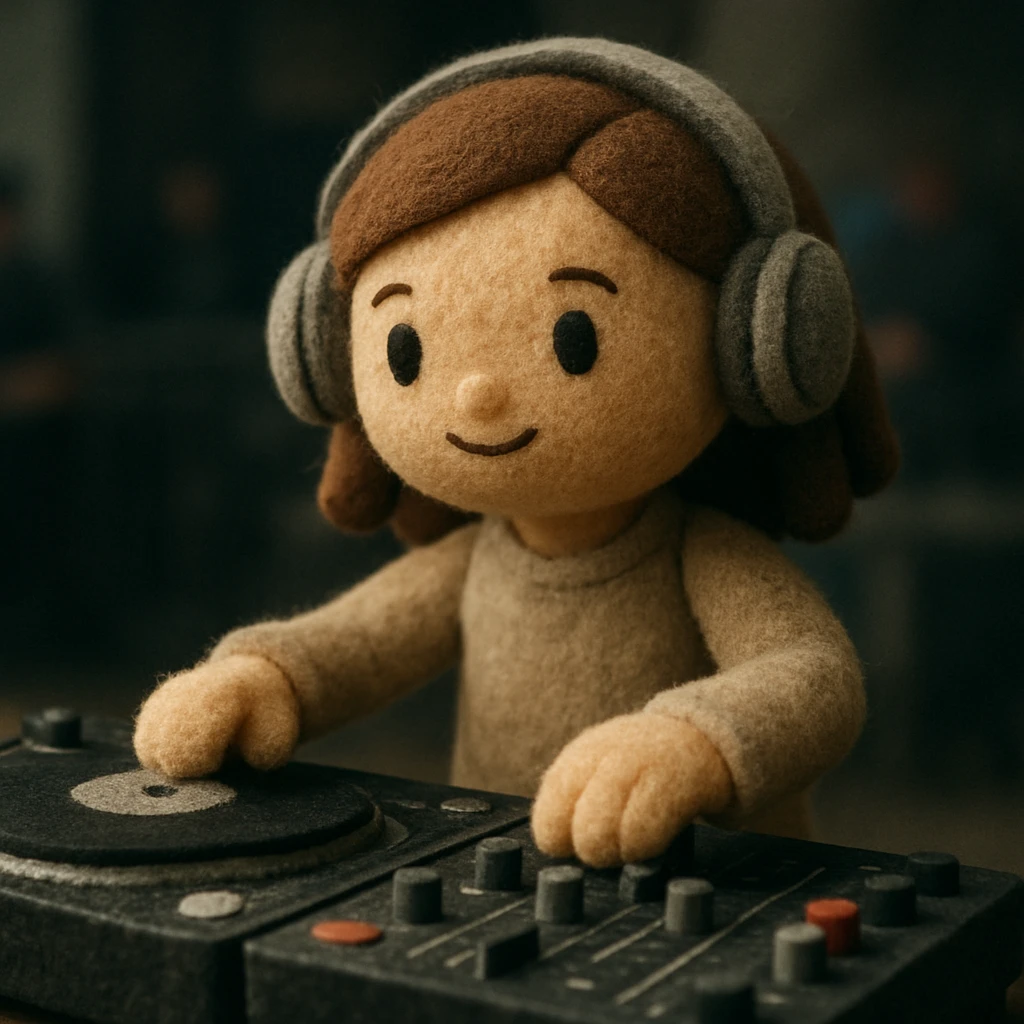 girl playing DJ set emoji
