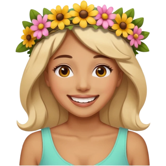  a woman totally happy with the biggest smile emoji