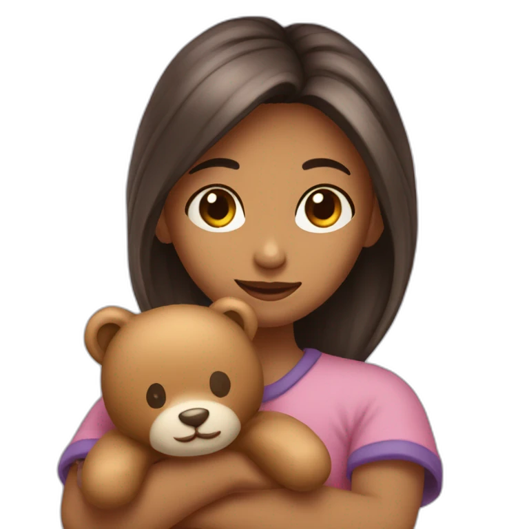 Une fille avec un doudou emoji