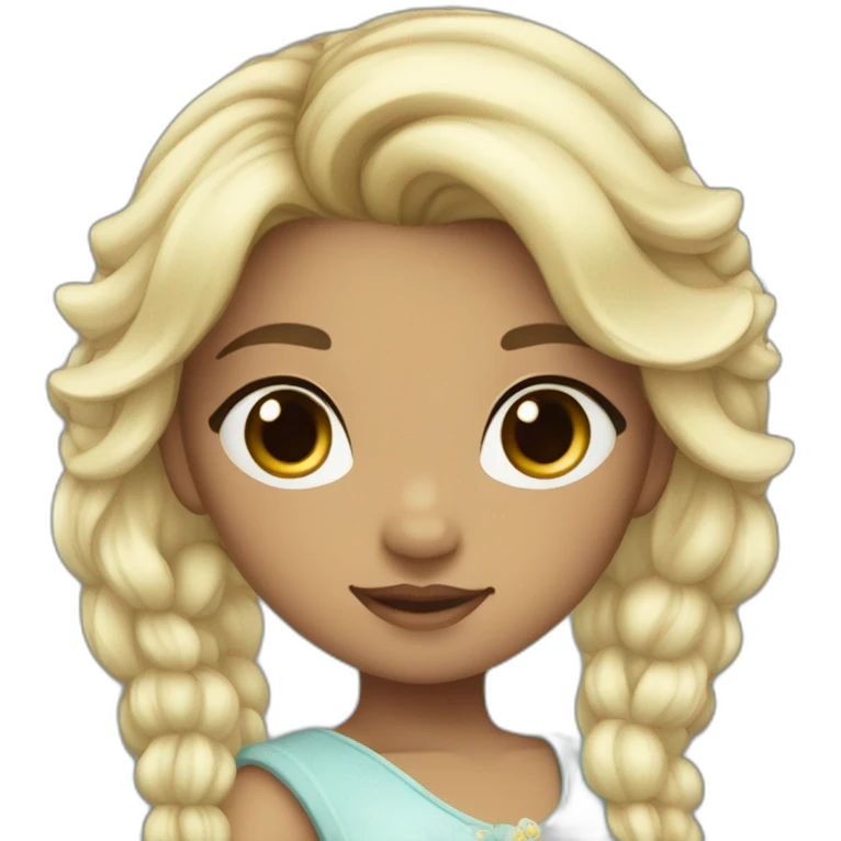 Sweet princess cold with pony & dark hair with small blond highlights, eyes with each color  emoji