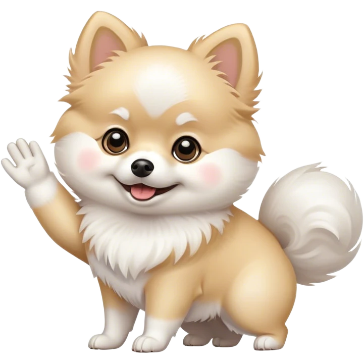 White pomeranian waves  emoji