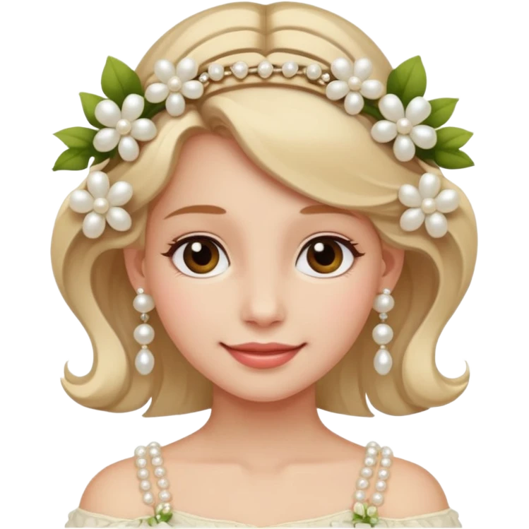 The girl with pearl earrings, whose hair is adorned with flowers emoji