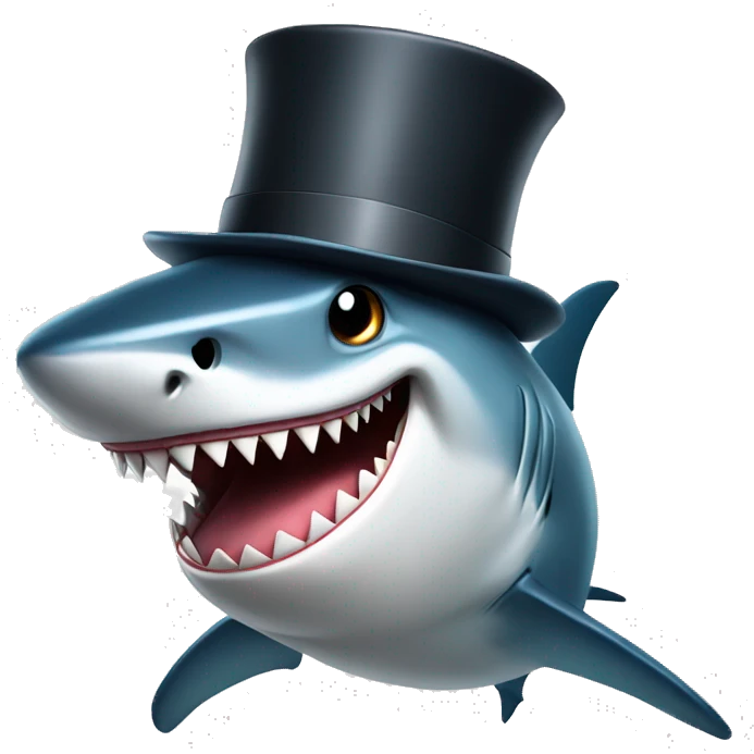 Shark with a top hat emoji