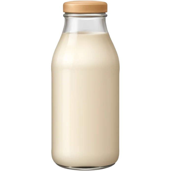 White glass milk bottle,beige cap emoji