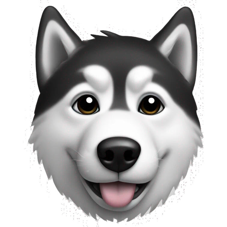 Emoji of a husky face in black and white, which has a trinoga in the middle of the pores to the top in the form of a hearth organ emoji