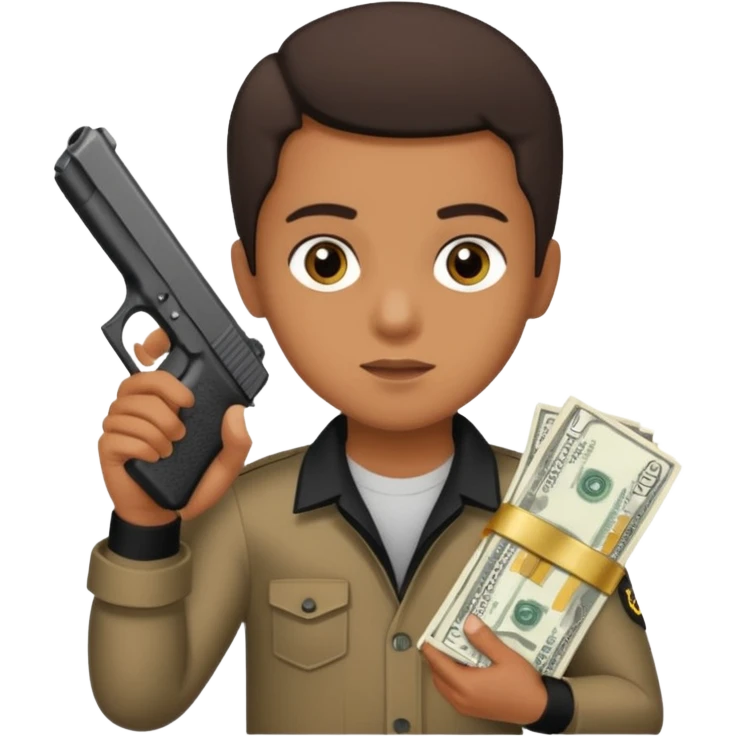 A brown kid holding a black glock 19 and cash emoji