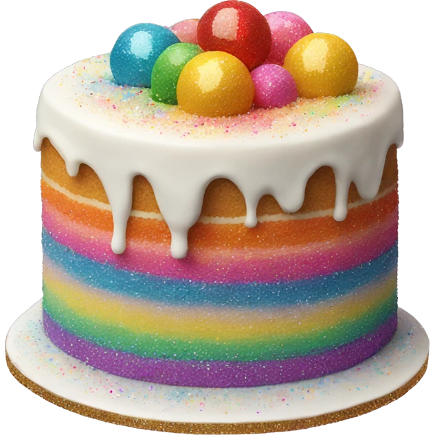 Realistic cake with colorful glitter emoji