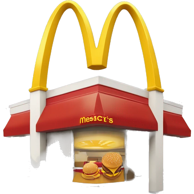 “McDonald’s store with the iconic golden arches, a red and yellow color scheme, and a simple, recognizable design that captures the essence of a fast food restaurant.” emoji