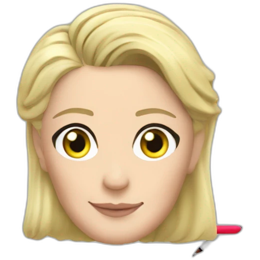 Marine Le Pen avec un stylo emoji
