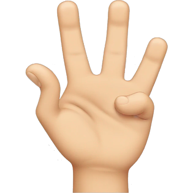 In one hand, the tips of the thumb, middle finger and ring finger are brought together and the index finger and little finger are lifted into the air.


 emoji