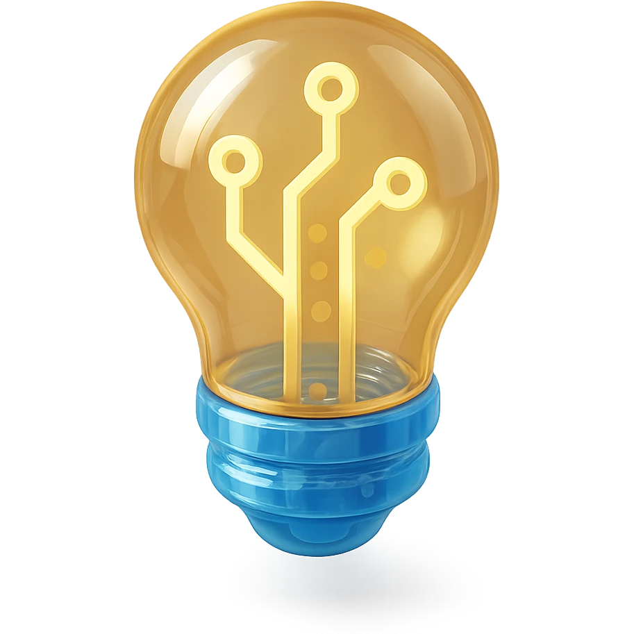lightbulb icon with glossy circuit style emoji