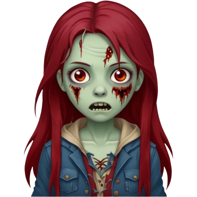 A zombie girl with dark red long hair emoji