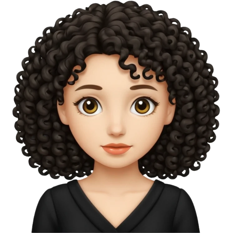 black dress curly hair emoji