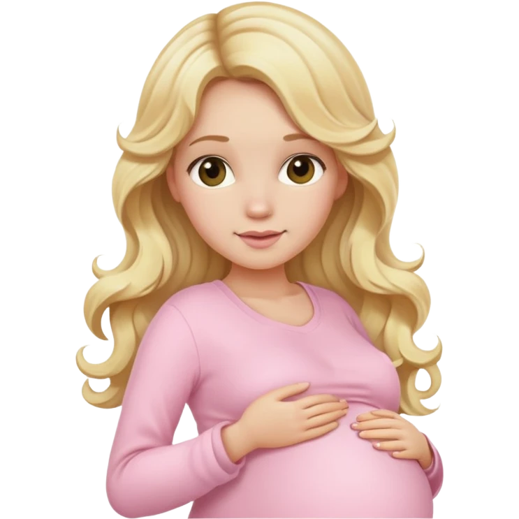 Blonde long wavy hair lady with light pink clothes pregnant emoji