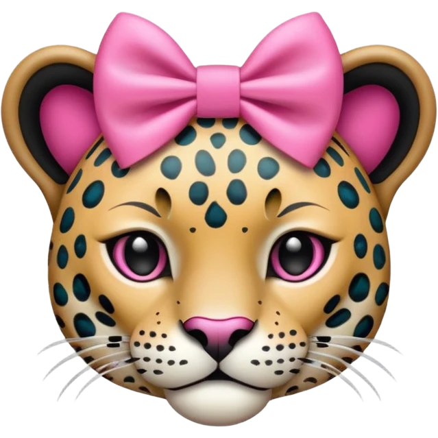 Onça pintada com laço rosa emoji