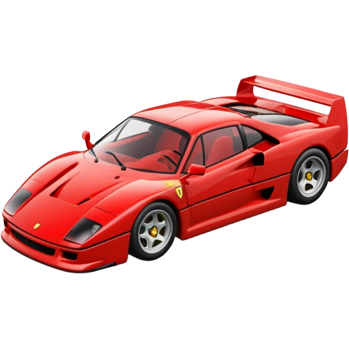 Ferrari F40, simplified, bright red, angled view, no text emoji
