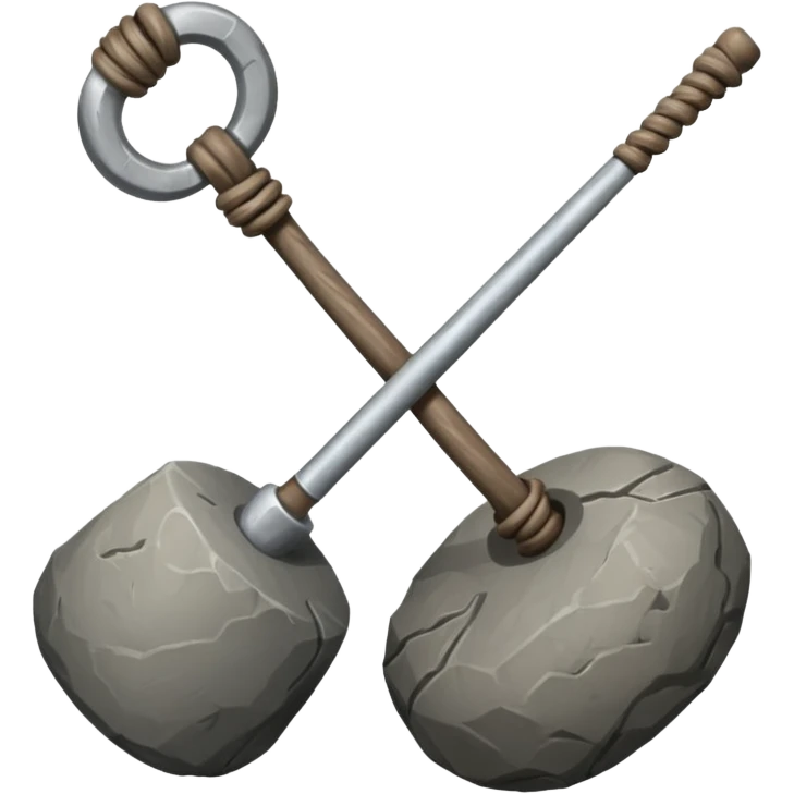 A heavy stone club with knotted handle grip.












 emoji