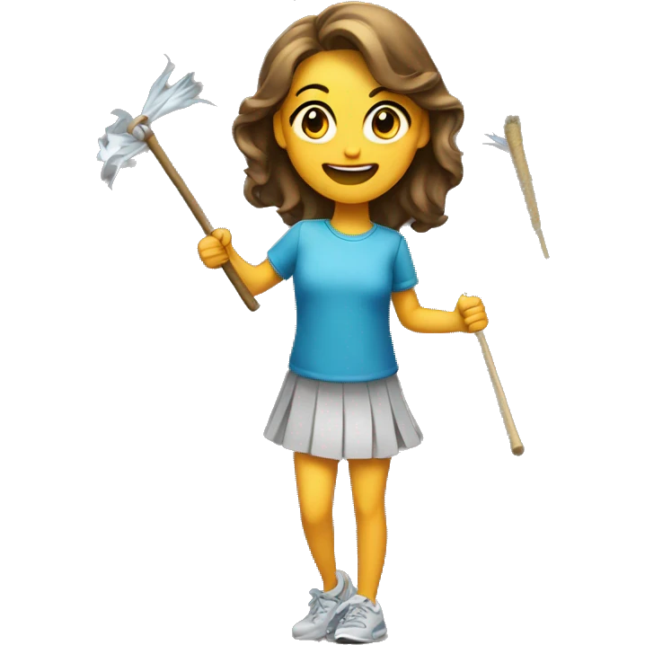 A girl with a cheering rod emoji