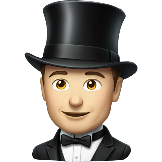 Elon musk with a top hat emoji
