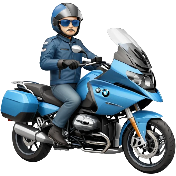 blue BMW RT1200 touring motorcycle with rider emoji