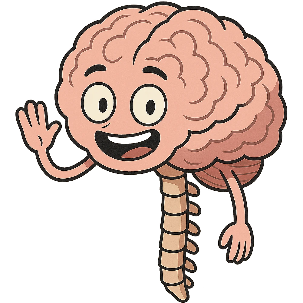 brain and spinal cord, cartoon style, friendly and approachable emoji