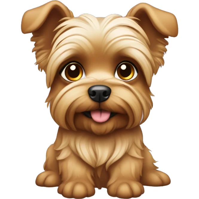 cachorro yorkshire com orelhas para cima rosto caramelo rabo abanando emoji